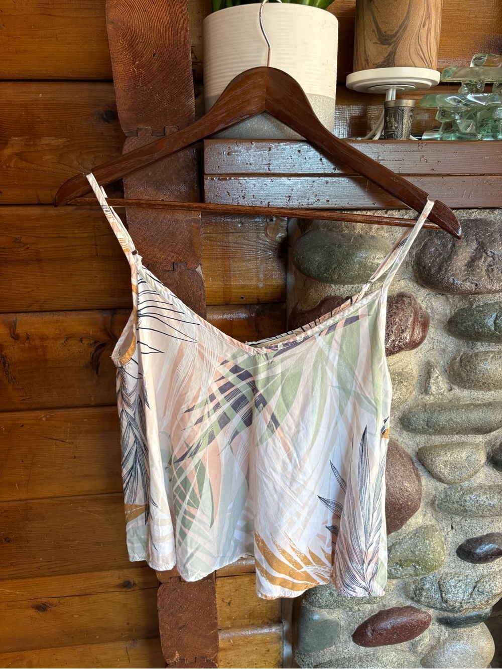 Molly Bracken Tropical Palm Print Cami Tank Top XS